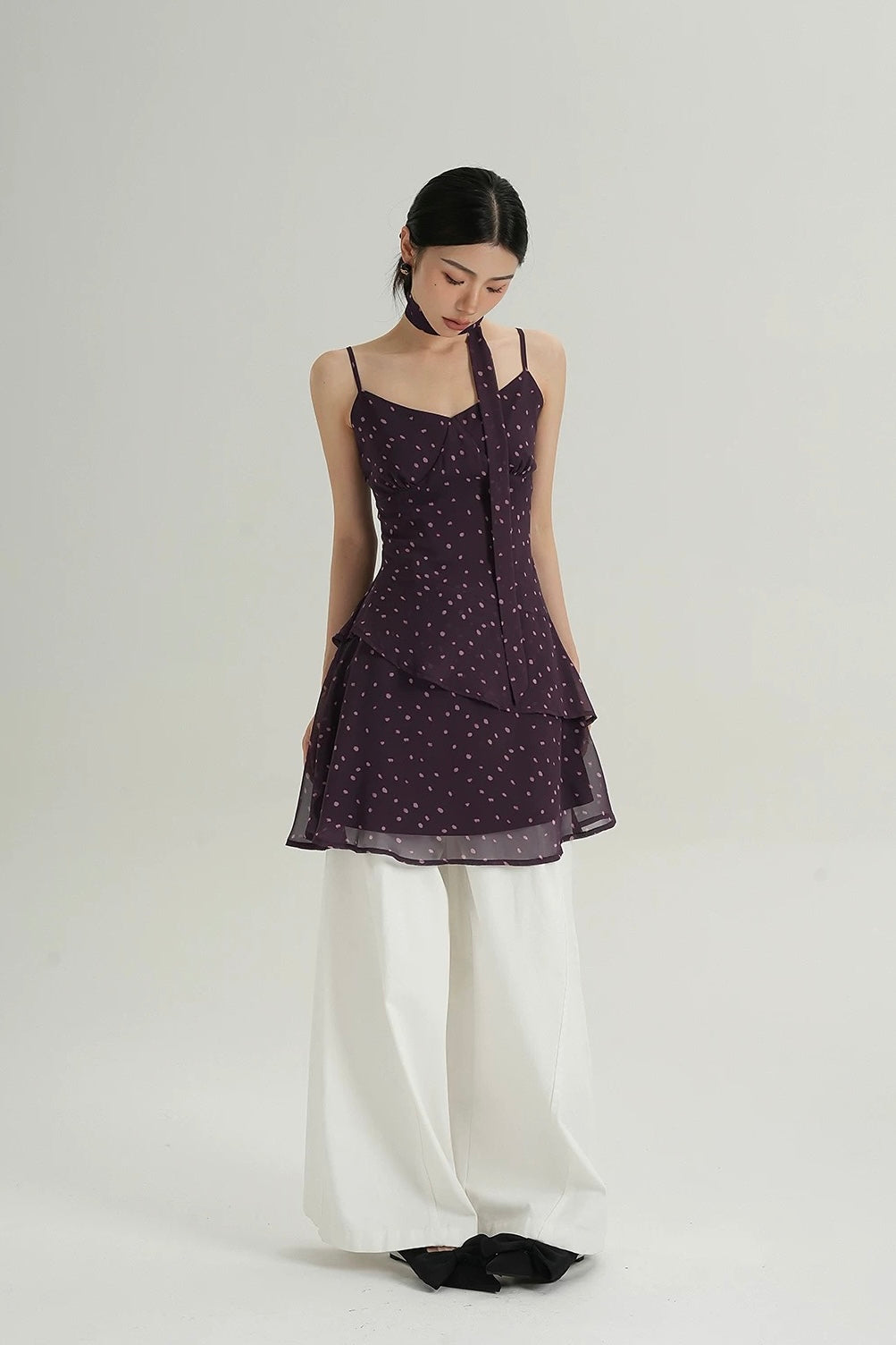 シフォンドットキャミドレス