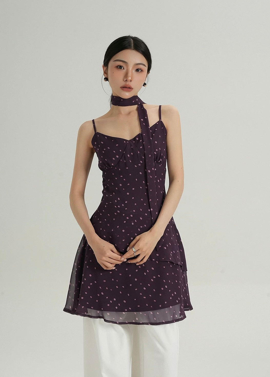 シフォンドットキャミドレス