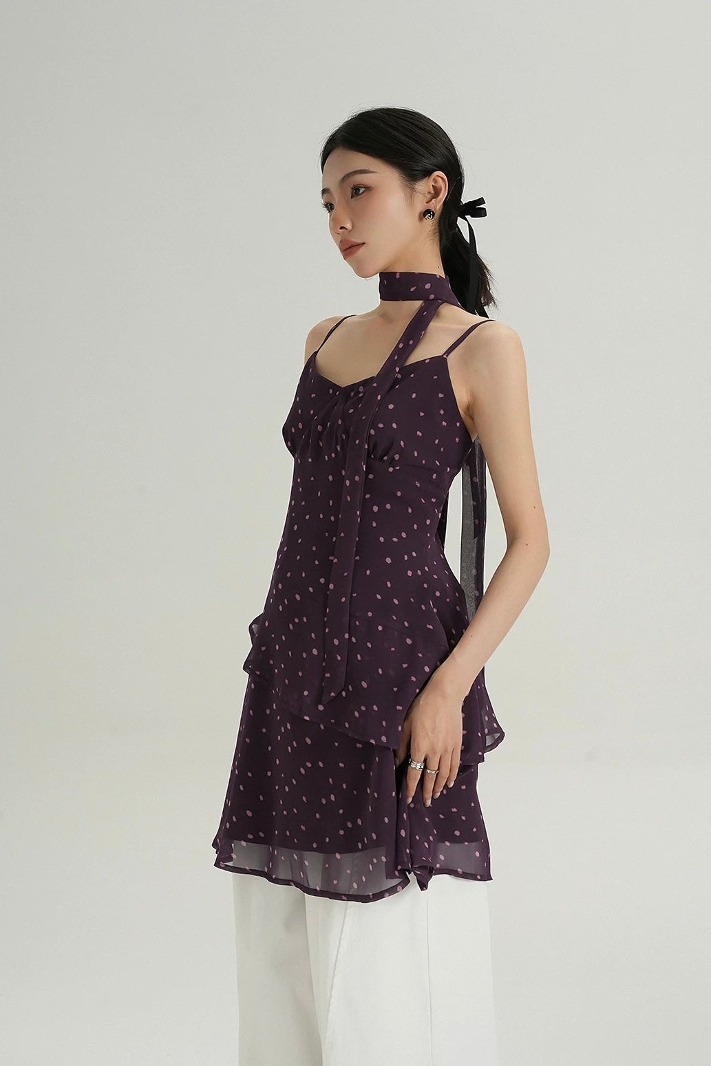 シフォンドットキャミドレス