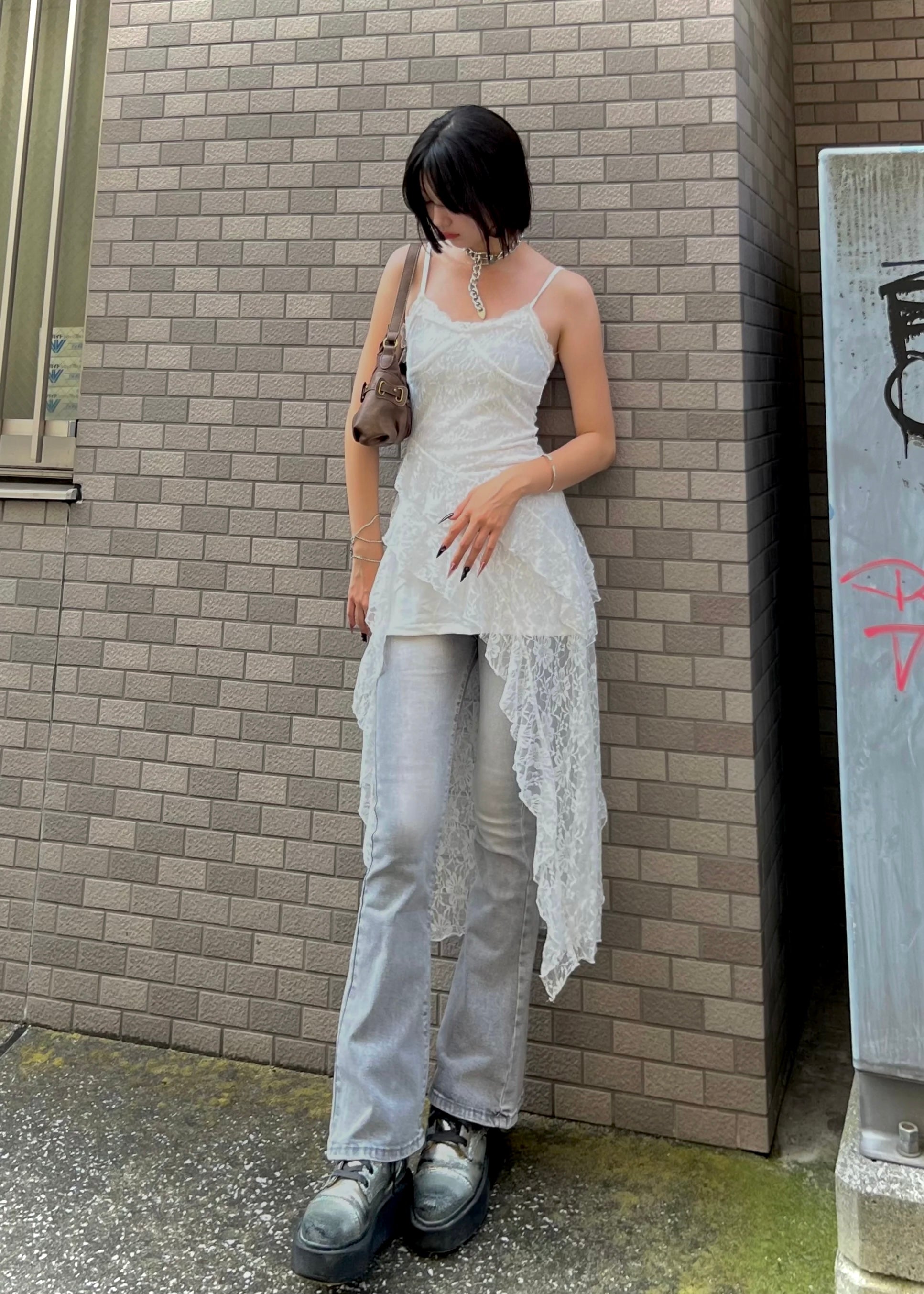 ホワイト レース　ワンピース スイッチングレースワンピース(S WHITE): ONEPIECE