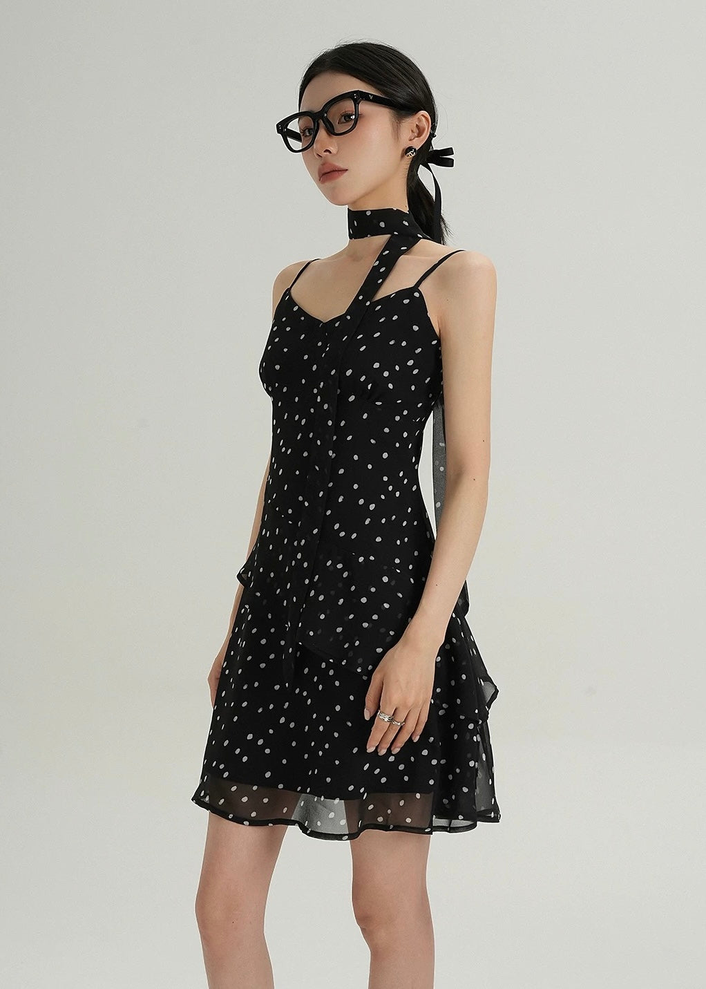 シフォンドットキャミドレス