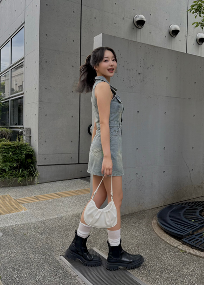 【一部即納】デニムミニワンピース