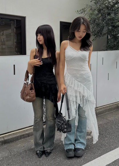 アシンメトリーブラックレースワンピース