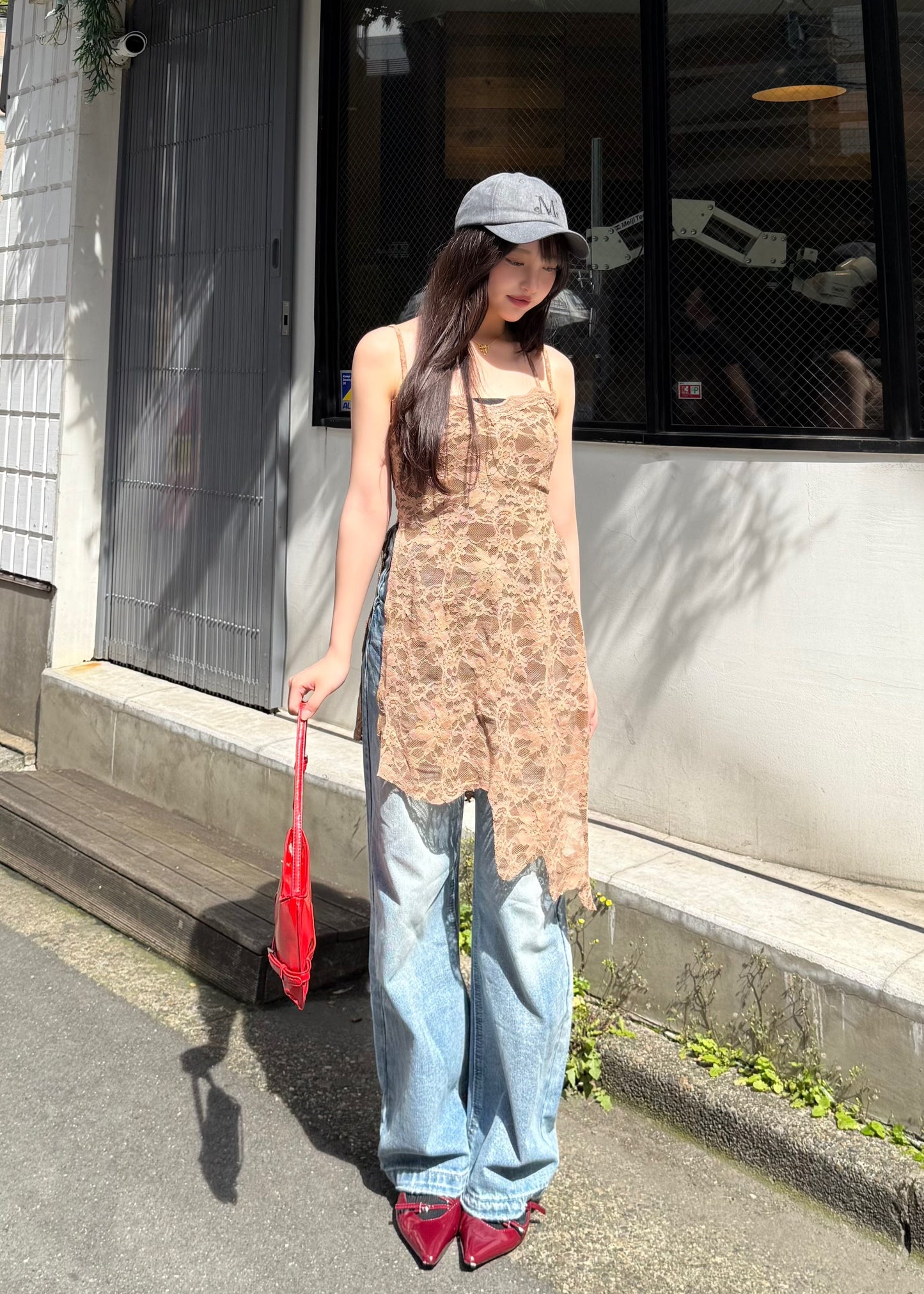 【即納】レースデザインキャミソール