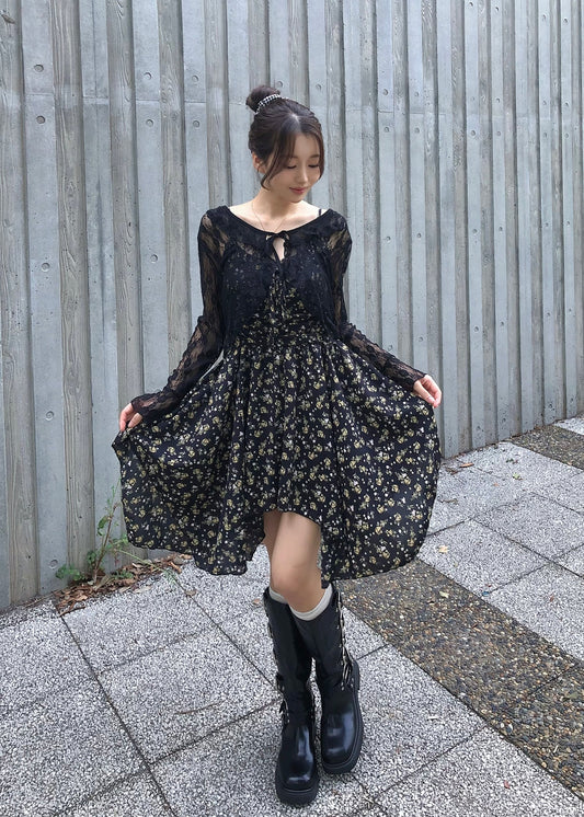 ギャザーフローラルワンピ